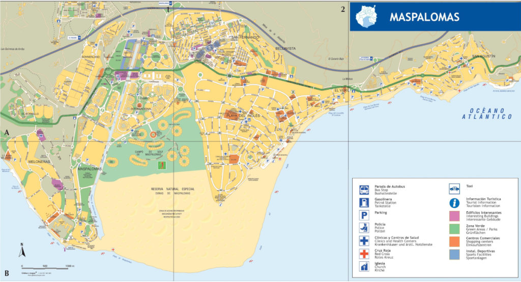 Maspalomas The Lively South Of The Island Canaria Guide   Clanok Maspalomas Mapa 1024x556 